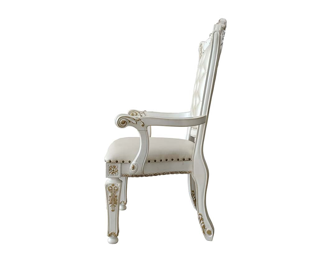 altmar arm chair(set-2), synthetic leather & antique pearl finish