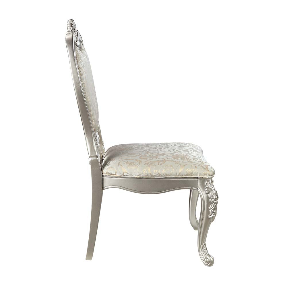 carine bently side chair (set-2), fabric & champagne finish