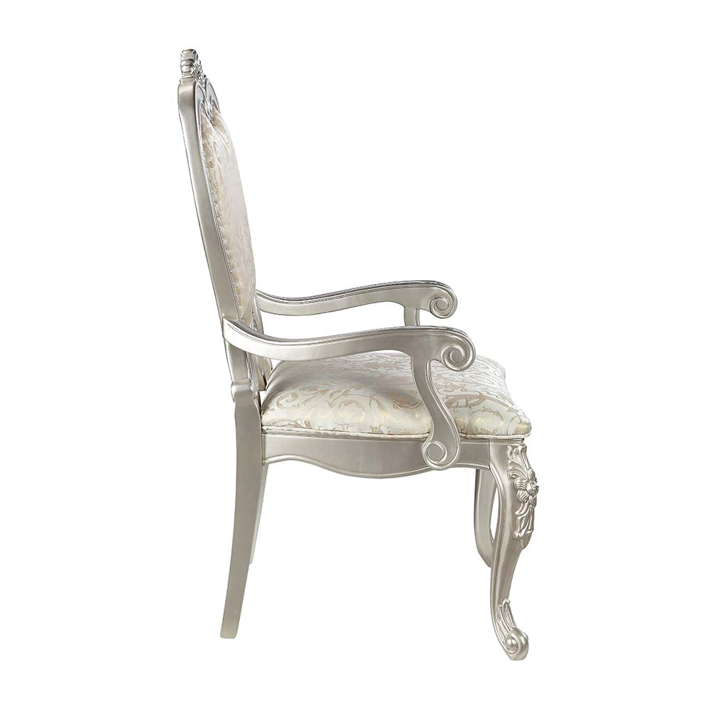 carine bently arm chair (set-2), fabric & champagne finish