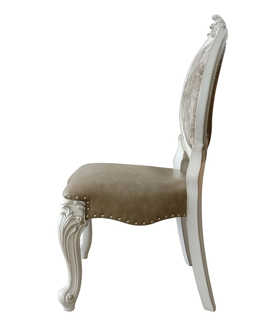 alianza side chair (set-2), synthetic leather & bone white finish