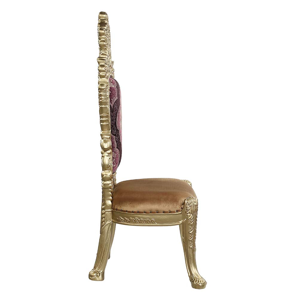 rocky side chair (set-2), pattern fabric & gold finish