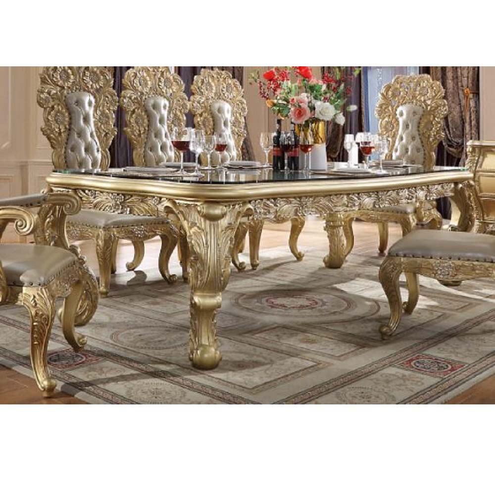 rocha dining table, gold finish