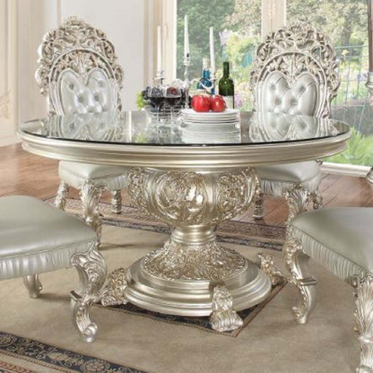 Rogyne Round Dining Table, Champagne Finish