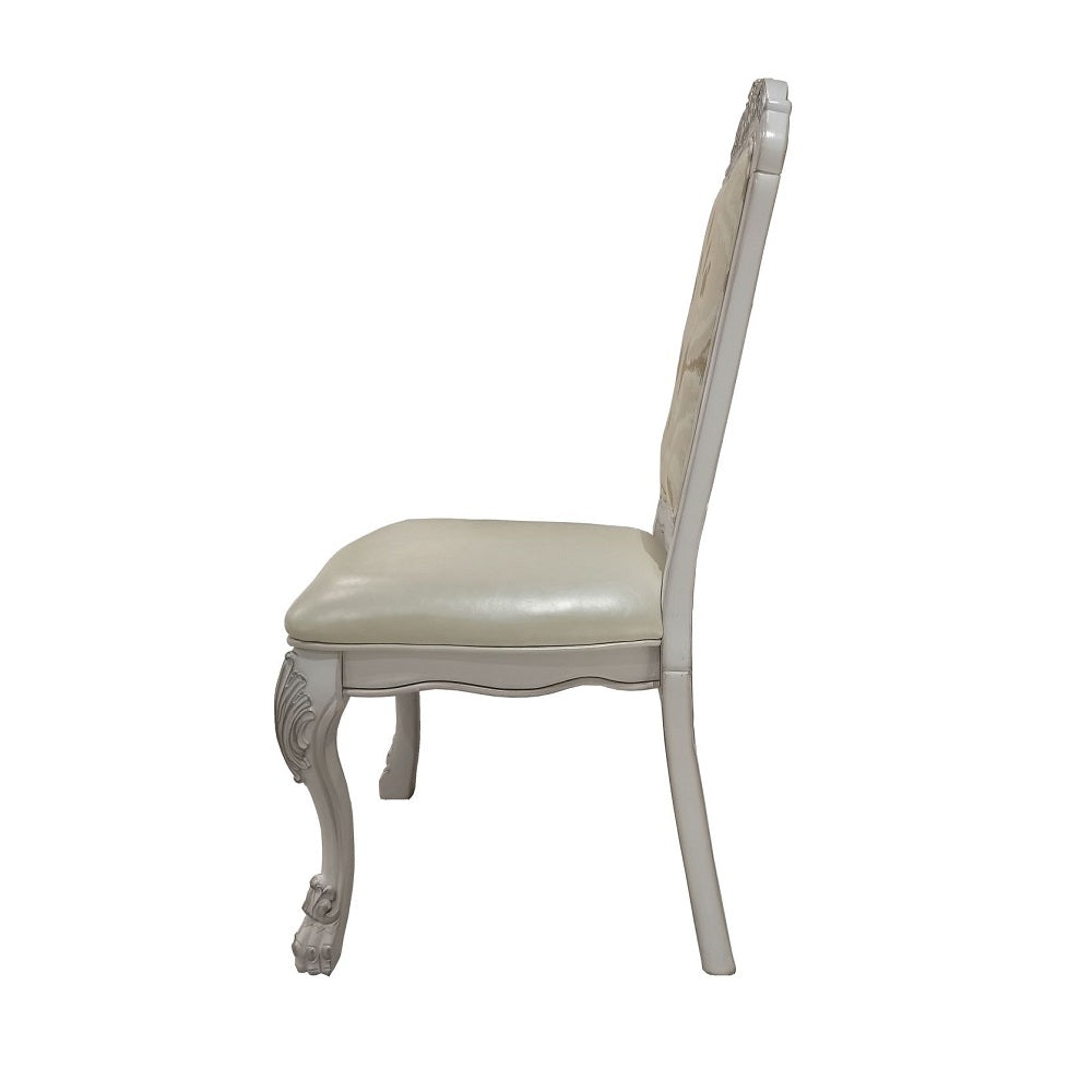 aditya side chair (set-2), synthetic leather fabric & bone white finish