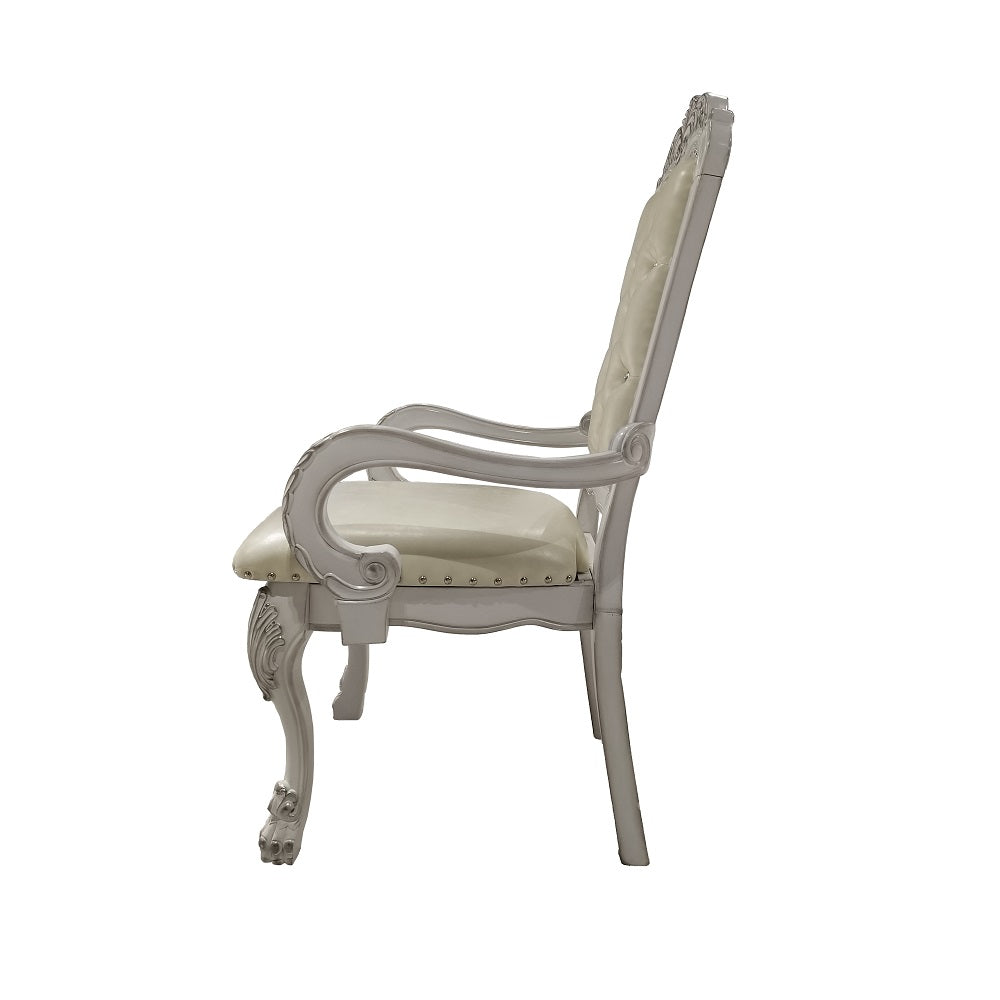 aditya arm chair (set-2), synthetic leather & bone white finish