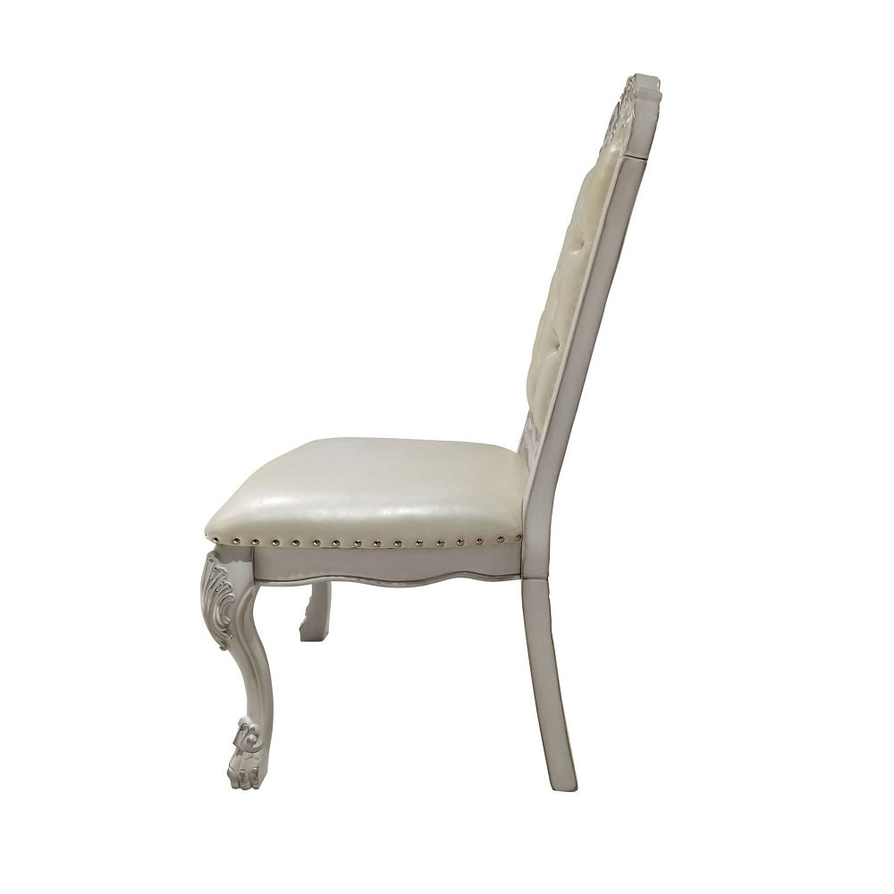 aditya side chair (set-2), synthetic leather & bone white finish