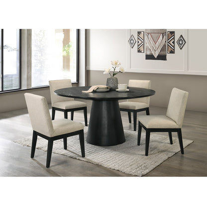 Siecross Round Dining Table, Black Finish