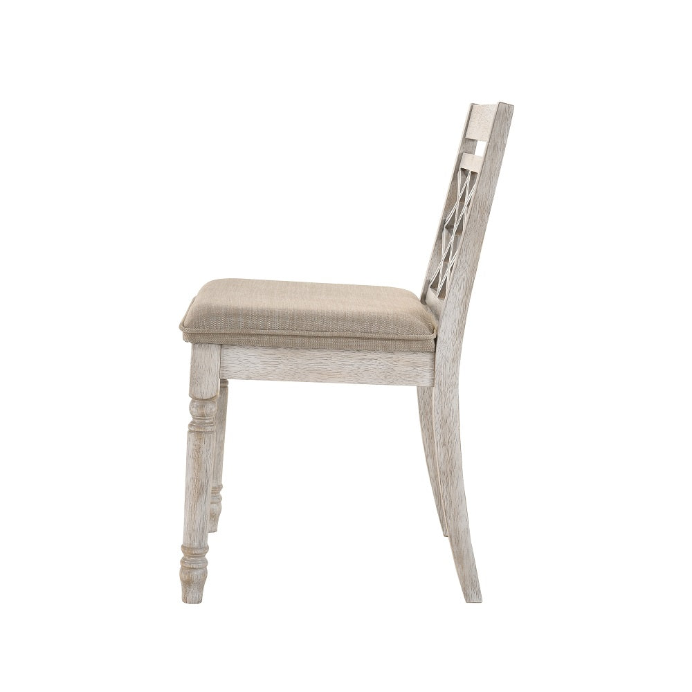 sigurd side chair (set-2), fabric, walnut & antique white finish