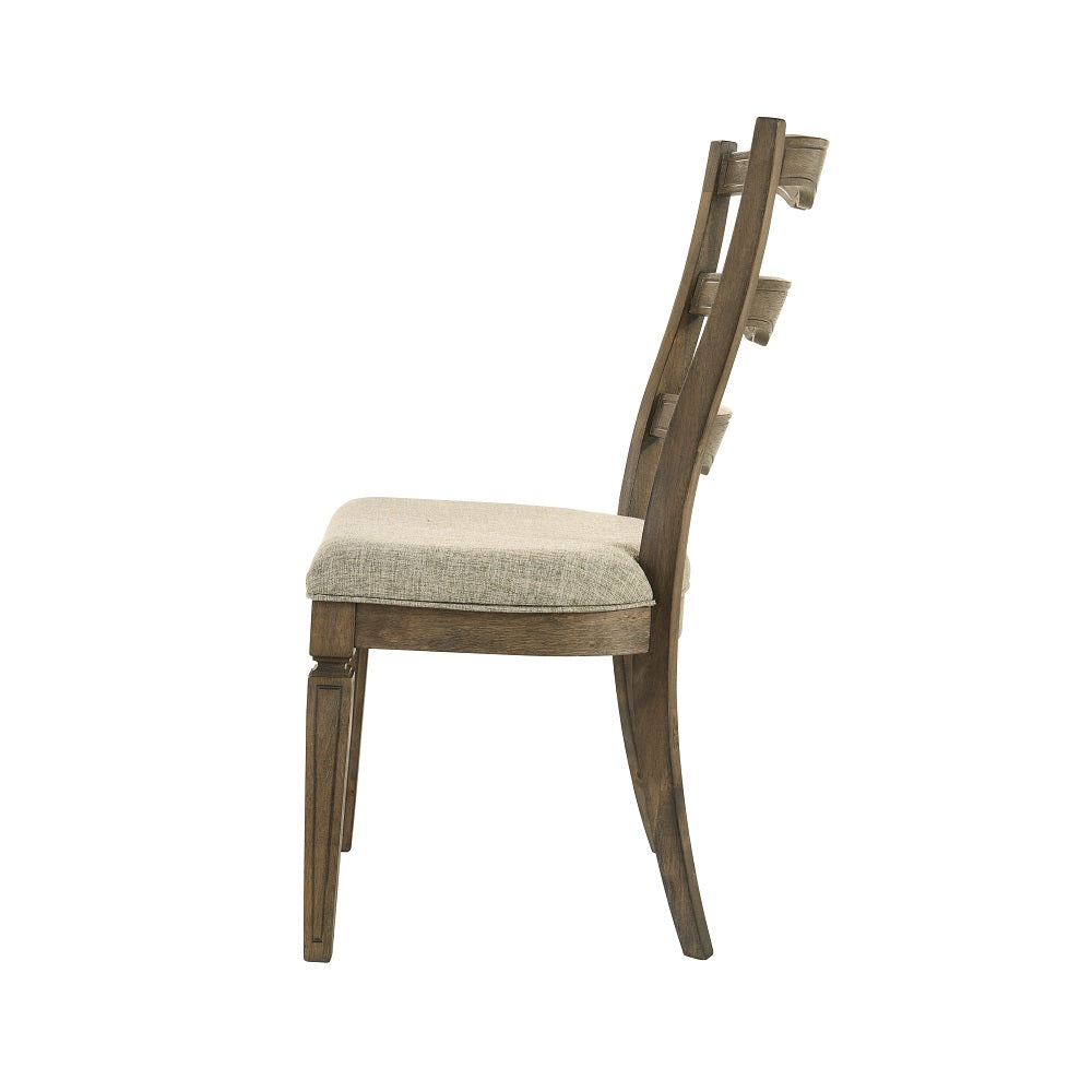 silas side chair (set-2), fabric & weathered oak finish