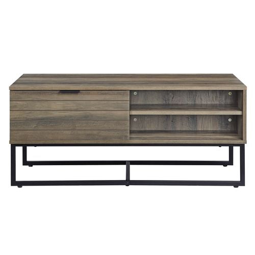 throm coffee table, rustic oak & black finish