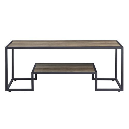 thurshan coffee table, rustic oak & black finish