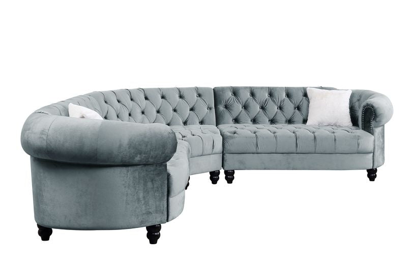 tobias sectional sofa w/2 pillows, light blue velvet