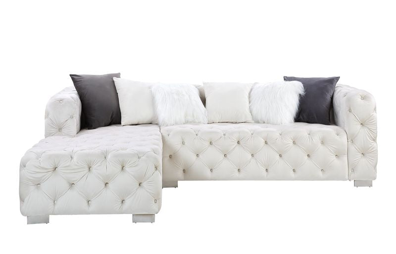 tradilla sectional sofa w/6 pillows, beige velvet