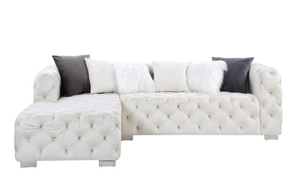 Tradilla Sectional Sofa W/6 Pillows, Beige Velvet