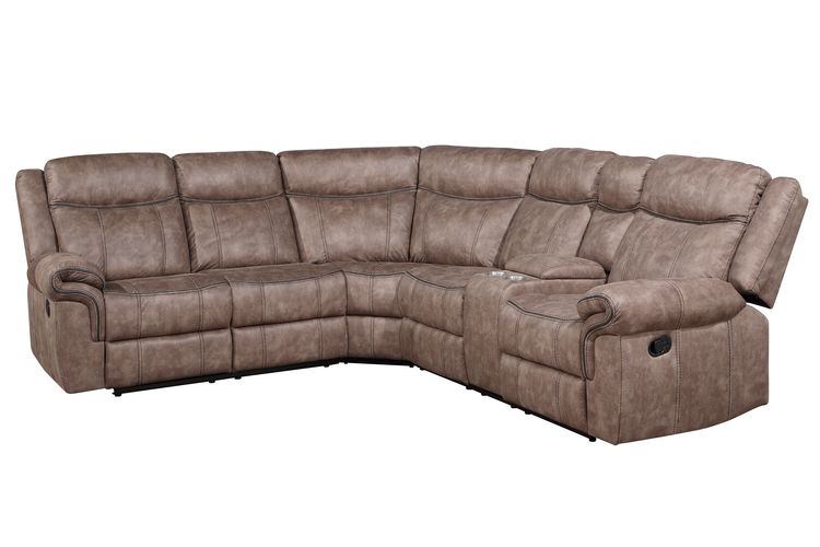 traverse motion sectional sofa, two tone chocolate velvet