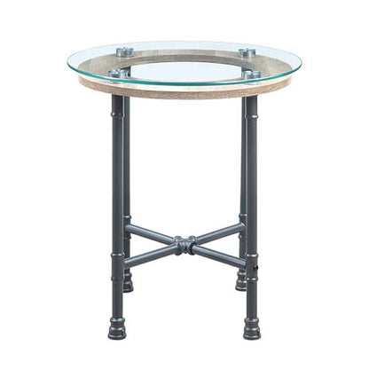 Bellarosa End Table, Clear Glass & Sandy Gray Finish