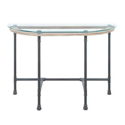 Bellarosa Sofa Table, Clear Glass & Sandy Gray Finish