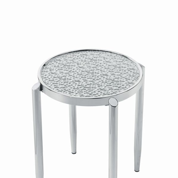 treyton end table, glass & chrome finish