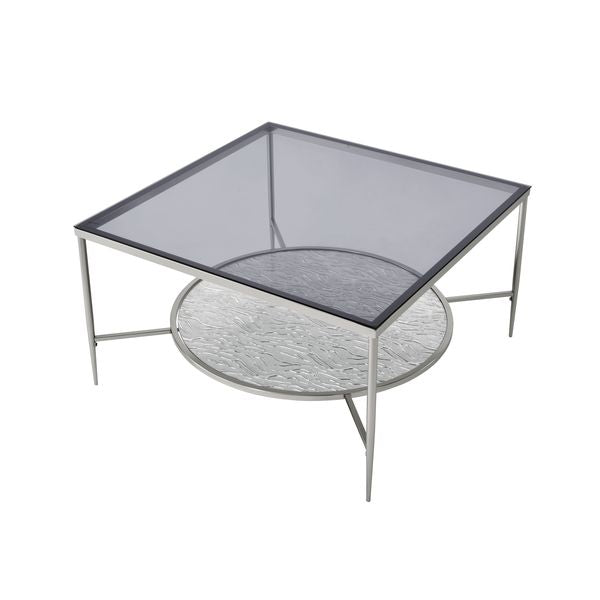 trezona coffee table, glass & chrome finish