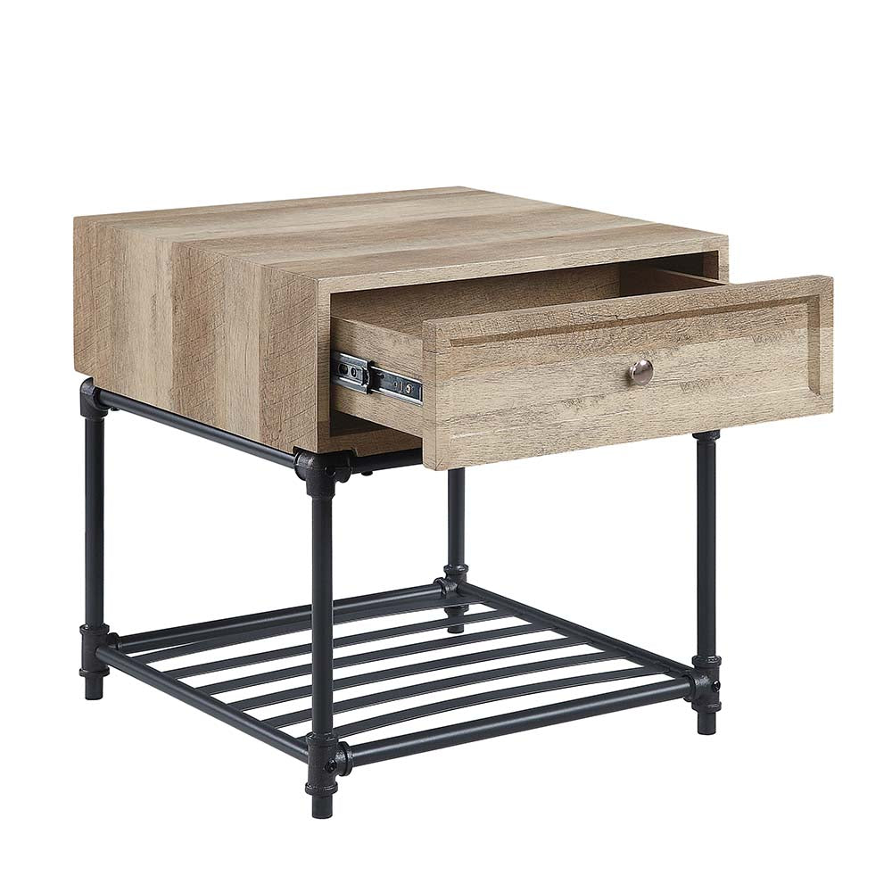 bluelipe ii end table, oak & sandy black finish