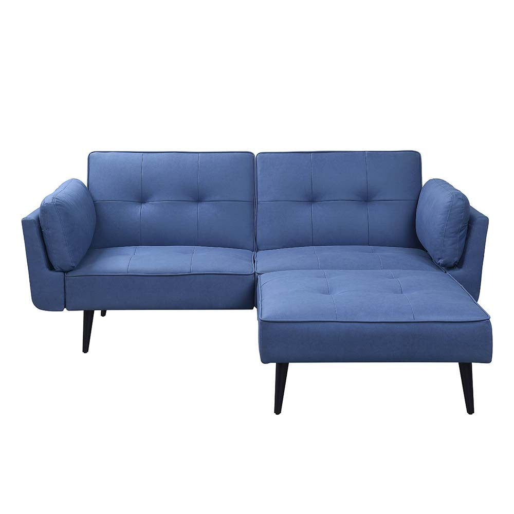 tussio adjustable sofa & ottoman, blue fabric