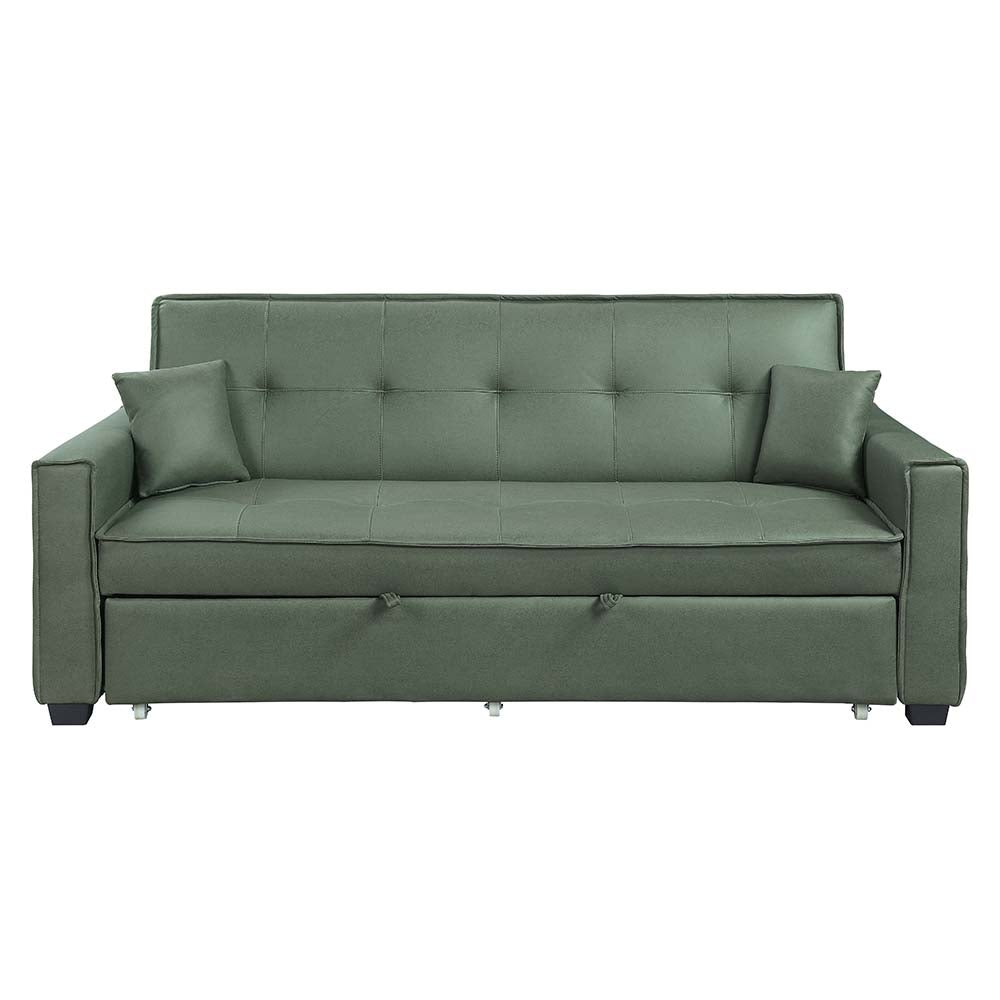 tyeid adjustable sofa w/2 pillows, green fabric