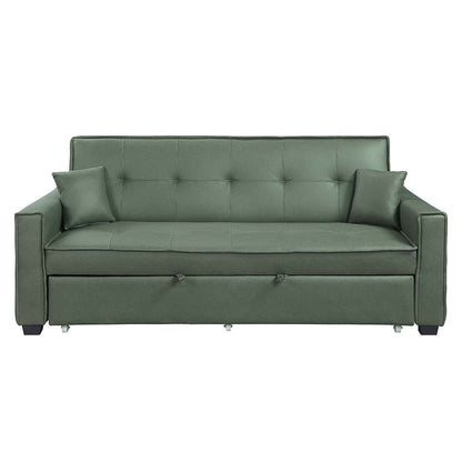 Tyeid Adjustable Sofa W/2 Pillows, Green Fabric