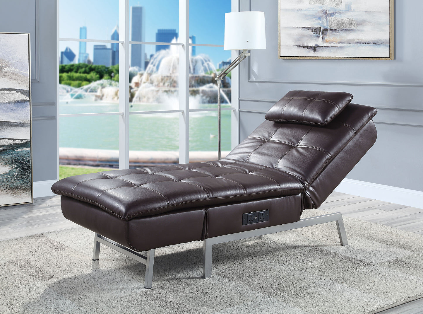 chaise lounge w/pillow & usb