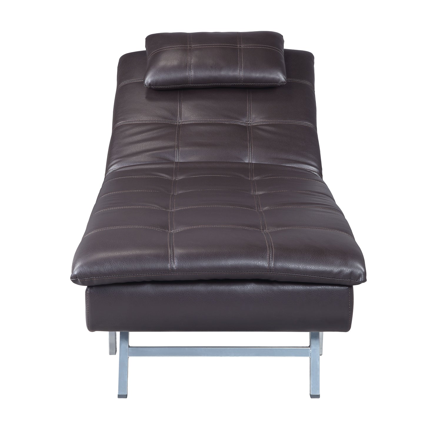 tyrese chaise lounge w/pillow & usb, brown synthetic leather