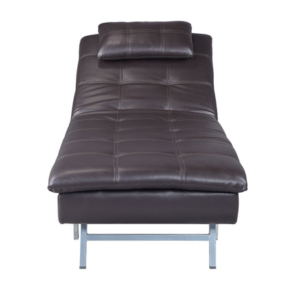 Tyrese Chaise Lounge W/Pillow & Usb, Brown Synthetic Leather