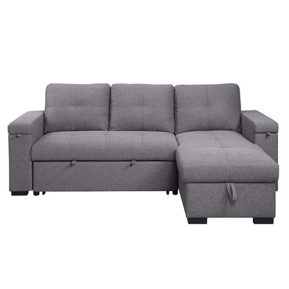 Valdemar Sectional Sofa W/Sleeper & Storage, Dark Gray Fabric