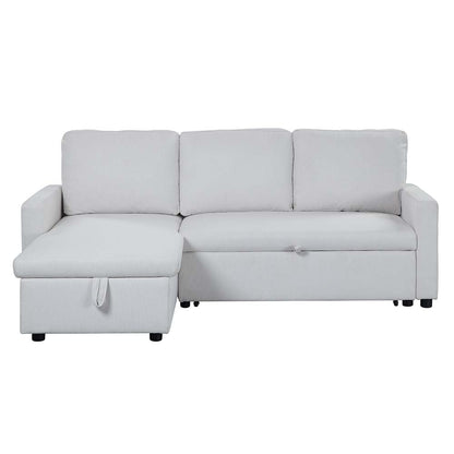 Chana Sectional Sofa W/Sleeper & Storage, White Fabric