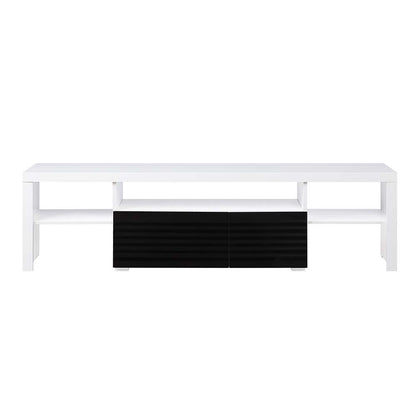 Madrona II TV Stand, White & Black High Gloss Finish