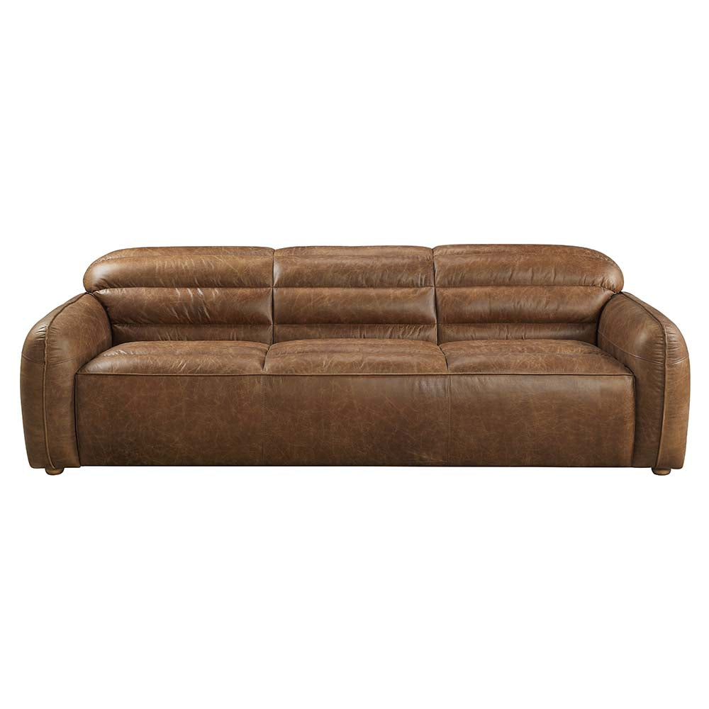 valerie sofa, cocoa top grain leather