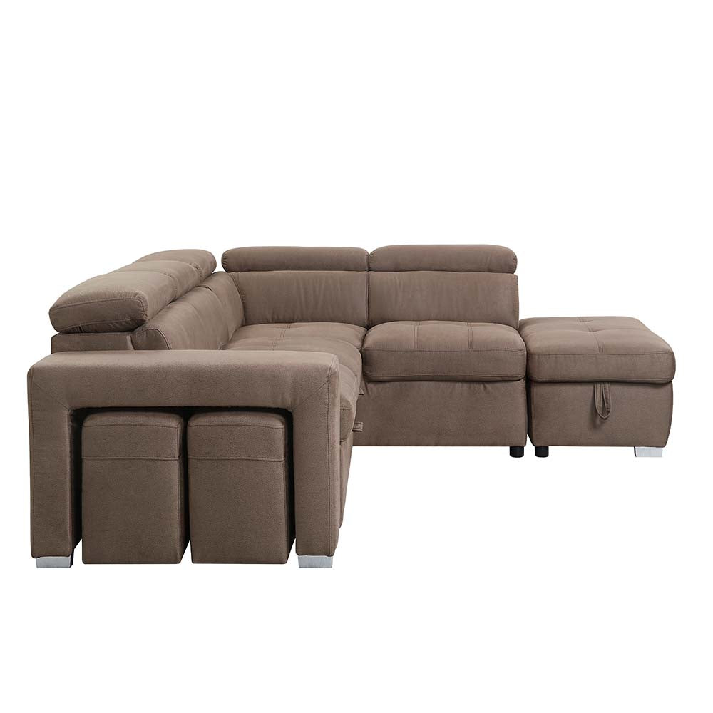 valora sectional sofa w/sleeper, brown fabric