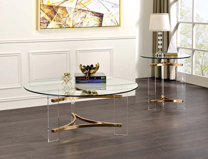 Varian End Table, Gold Finish
