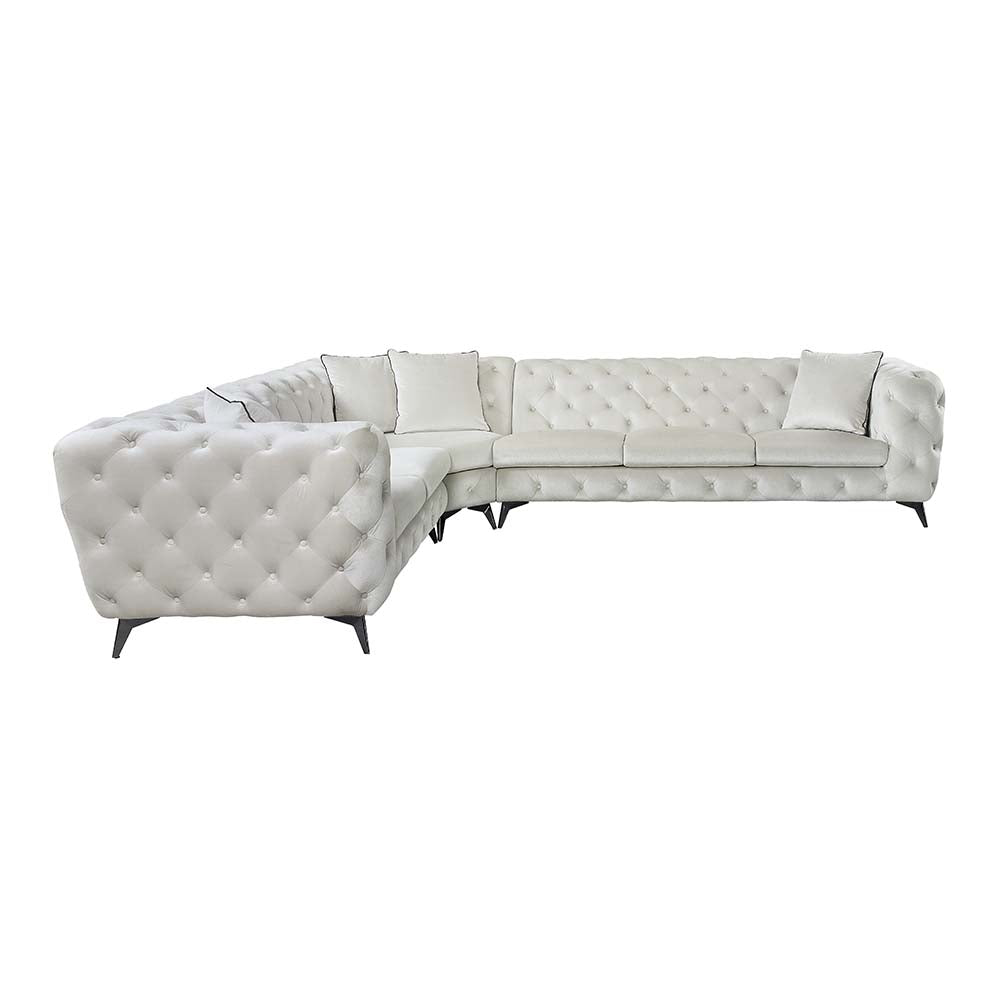 cyrus sectional sofa w/4 pillows, beige fabric