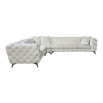 Cyrus Sectional Sofa W/4 Pillows, Beige Fabric