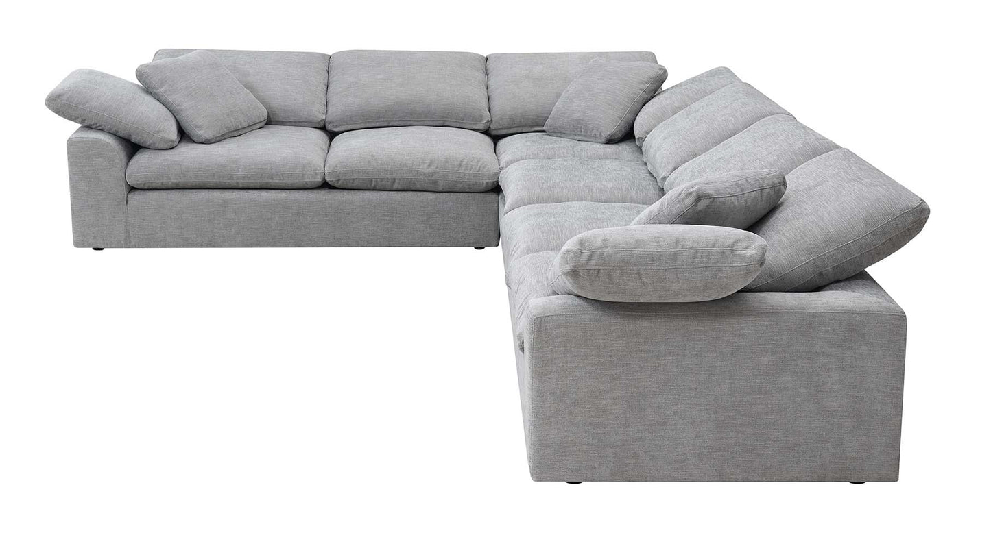 darcie sectional sofa w/6 pillows, gray linen