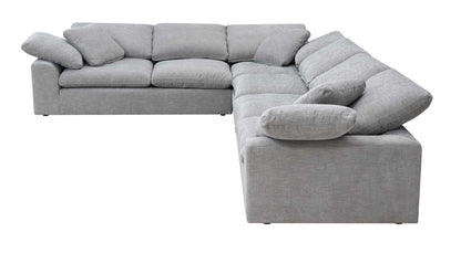 Darcie Sectional Sofa W/6 Pillows, Gray Linen