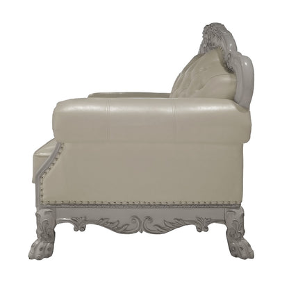 ADITYA Chair W/2 Pillows, Synthetic Leather & Bone White Finish