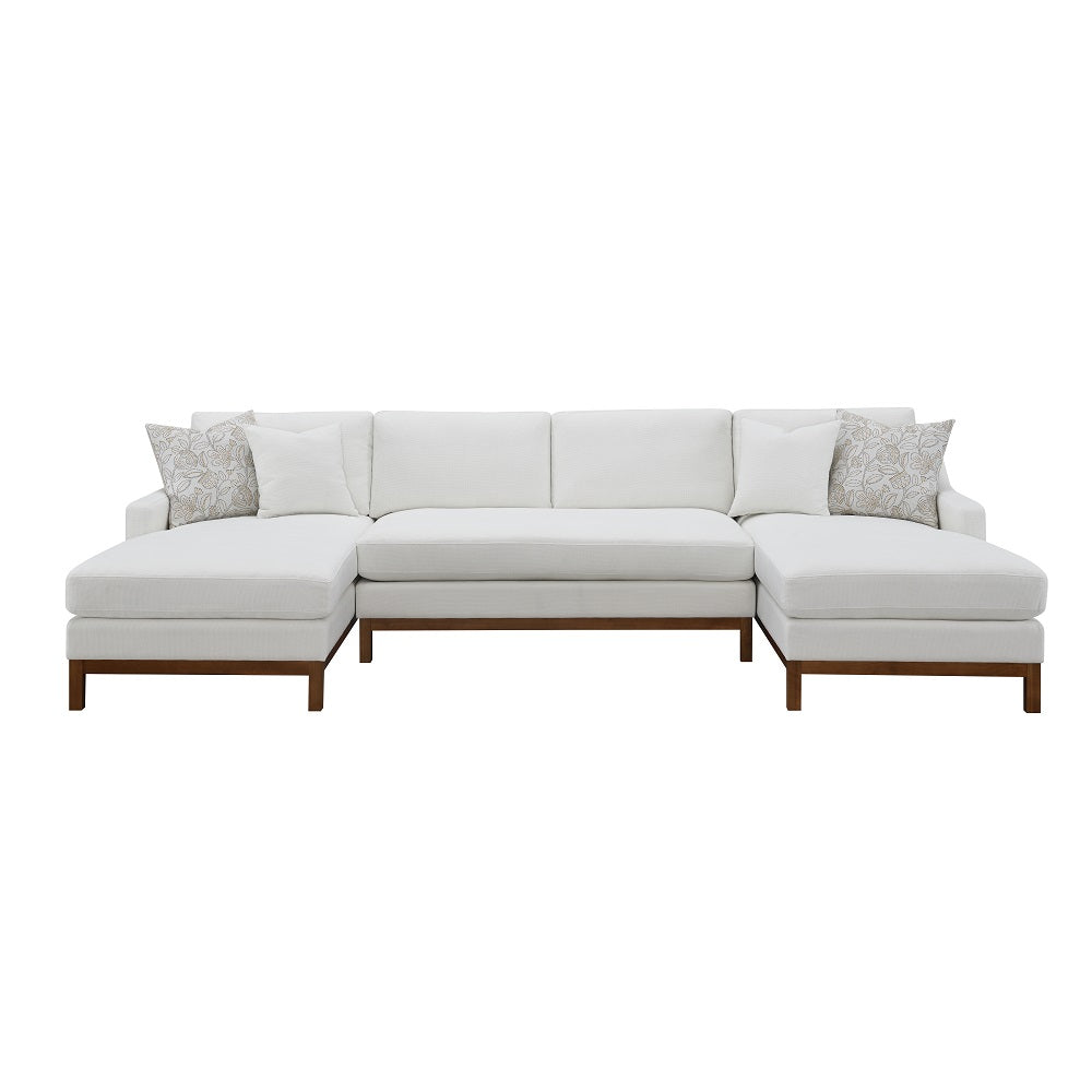 vincent sectional sofa w/4 pillows, ivory chenille