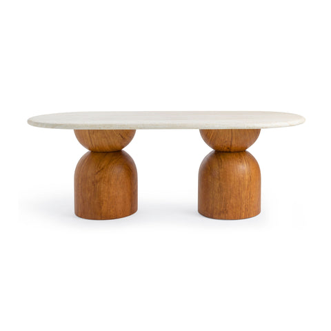 Rosalie Como 87" Faux Travertine Indoor/Outdoor Concrete Oval Dining Table - image 3