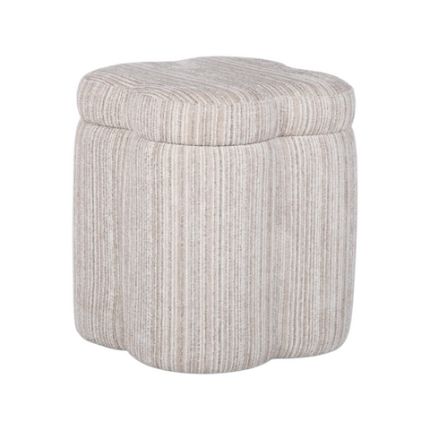 Noemie Monaco Cream Striped Jacquard Storage Accent Stool - image 3