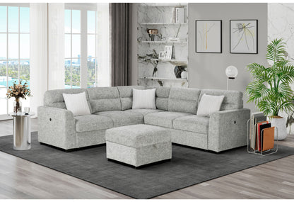 Claire Nickel SECTIONAL WITH 3 PILLOWS AND OTTOMAN