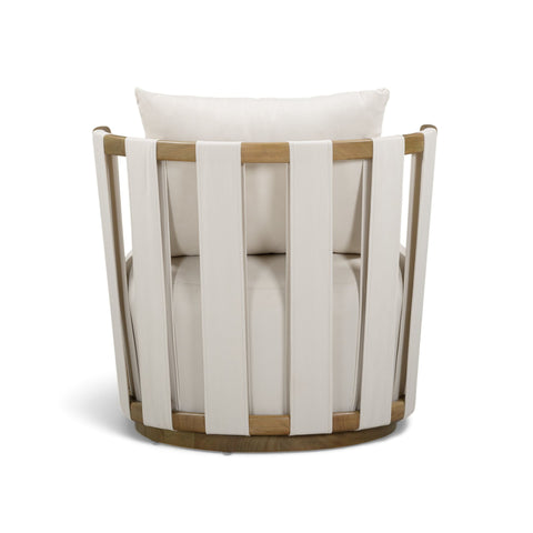 Genevieve Ravenna Cream Upcycled Basketweave Fabric Outdoor Accent Chair - image 4