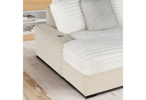 Courtney Beige LOUNGER SOFA W/USB