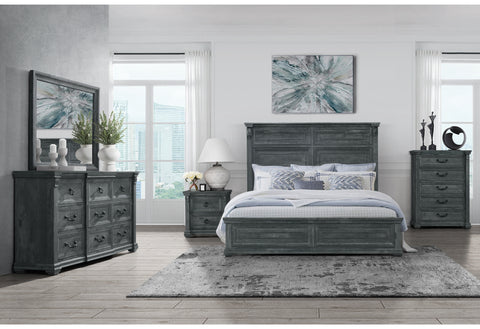 Alex Grey,Rowan/Tatum Grey Non-Storage,Tatum Grey Panel Bed QUEEN BED GROUP W/OUT STORAGE