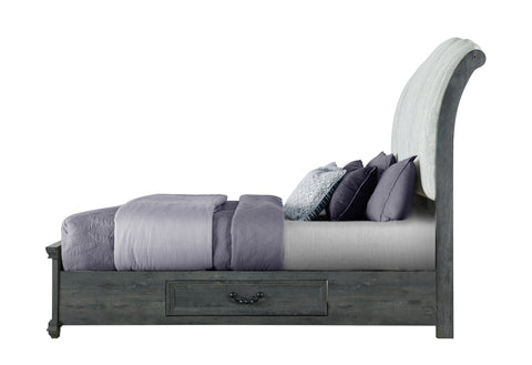 Alexa Grey Upholstered Bed,Rowan/Tatum Grey Storage KING BED WITH STORAGE