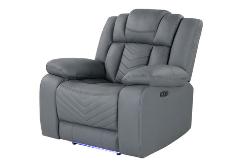 Crystal Grey POWER RECLINING SOFA/POWER CONSOLE RECLINING LOVE SEAT WITH LED